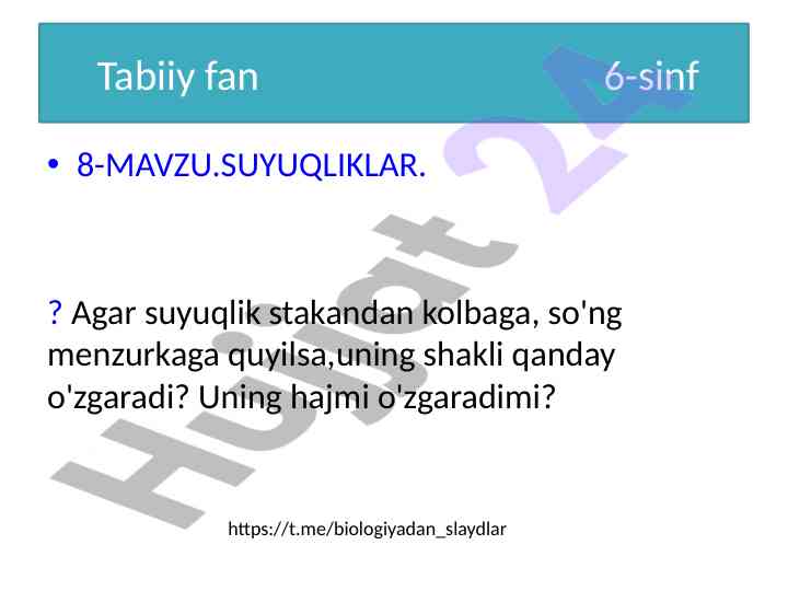 Suyuqliklar va ularning o'zgarishlar tartibi