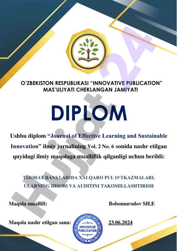 Tijorat banklarida xalqaro pul o'tkazmalari audit