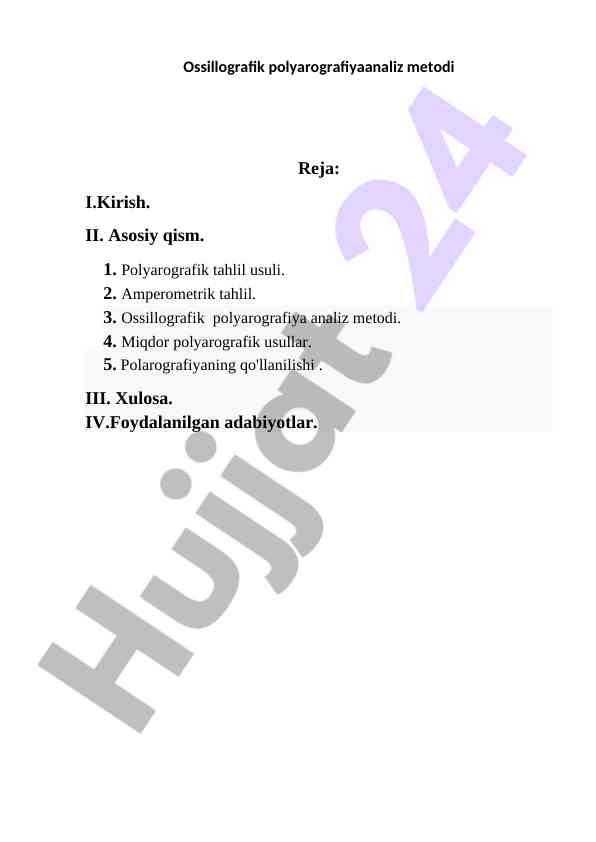 Ossillografik Polyarografiya Analiz Metodi
