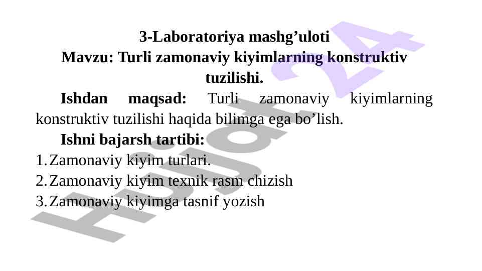 Zamonaviy kiyimlarning konstruktiv tuzilishi