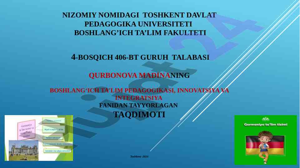Germaniyada boshlang‘ich ta’lim tizimi taqdimoti