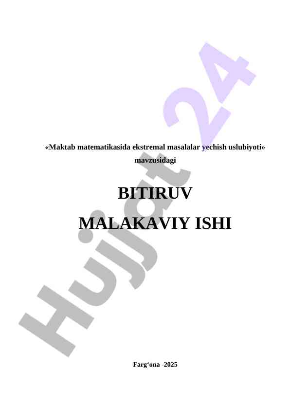 Maktab matematikasida ekstremal masalalar yechish uslubiyoti