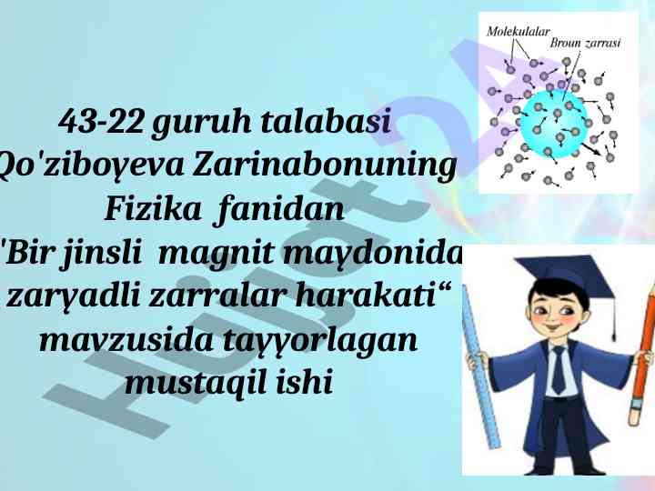 Bir jinsli magnit maydonida zaryadli zarralar harakati