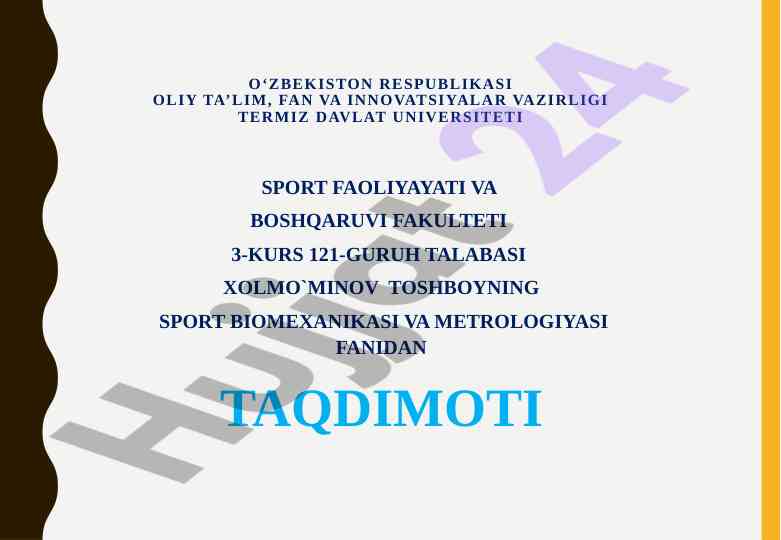 Sport biomexanikasi kattaliklari va o‘lchov ushullari