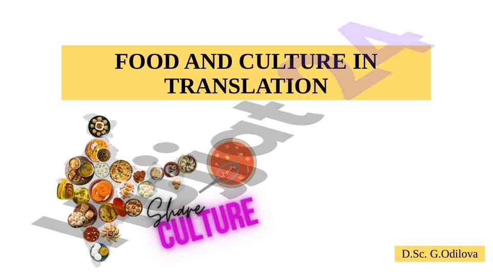 Food and culture in translation analysis