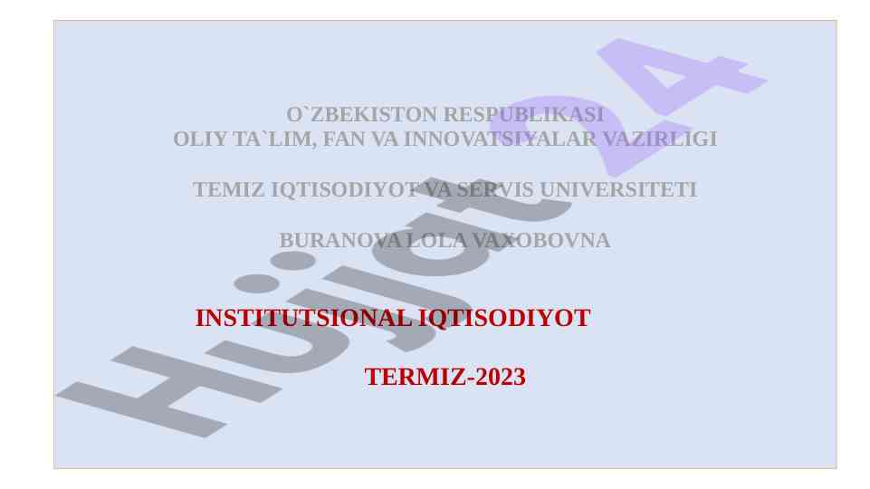 Institutlarning jamiyat rivojlanishidagi ro'li