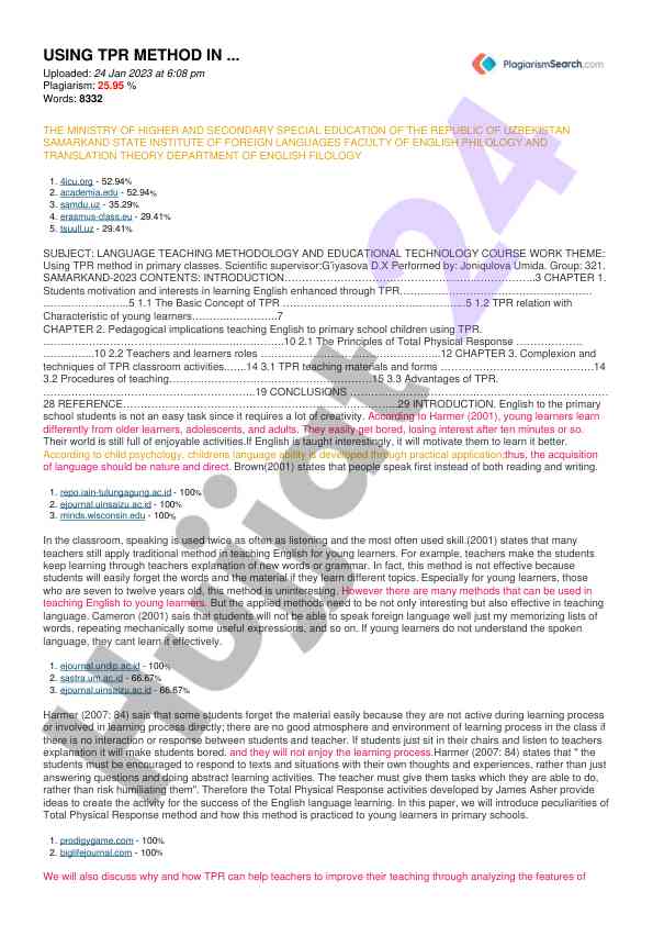 Using tpr method in primary classes for english teaching