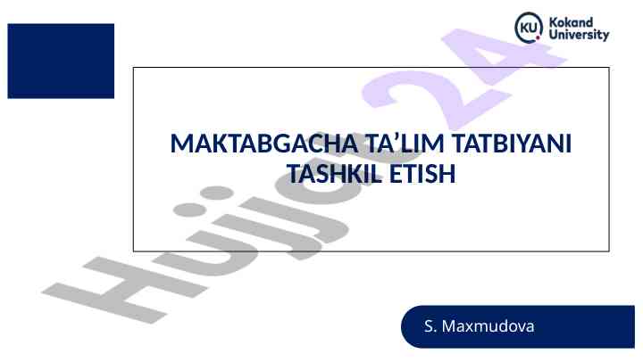 Maktabgacha ta’limda o‘yin tarbiyasi