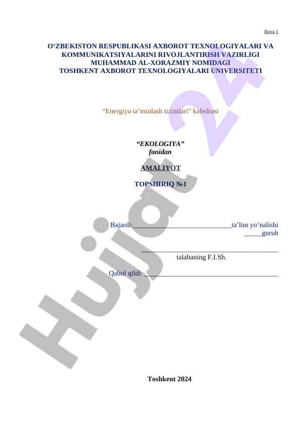 Energiya ta’minlash tizimlari amaliyot topsirigi