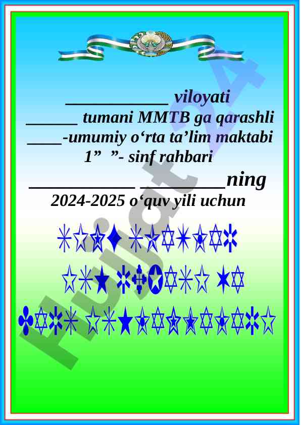 Sinf rahbarlari uchun 2024-2025 o‘quv yili gid