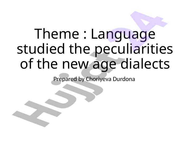 Peculiarities of new age dialects in english language