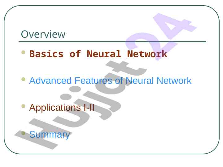 Advanced features and applications of neural networks