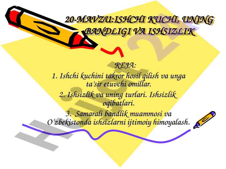 Ishchi kuchining bandligi va ishsizlik oqibatlari