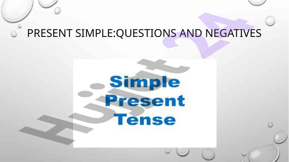 Present simple questions and negatives overview