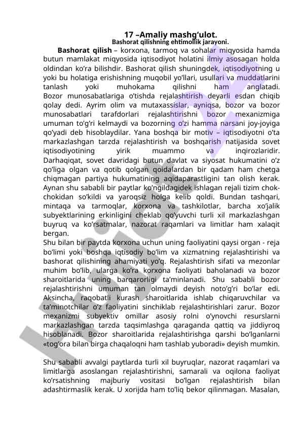 Amaliy mashg‘ulot: bashorat qilish jarayoni