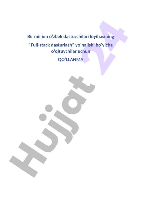 Full-stack dasturlash o'qituvchilari uchun qo'llanma