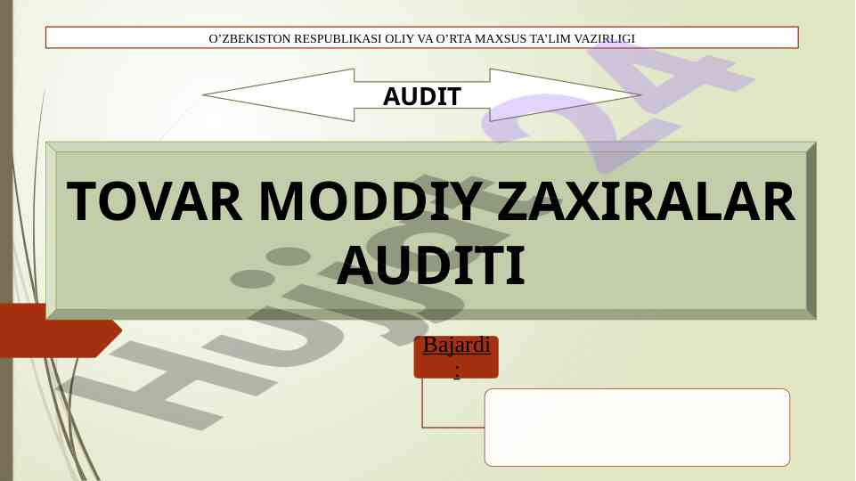 Tovar-moddiy zaxiralar auditining o'zbekistonda