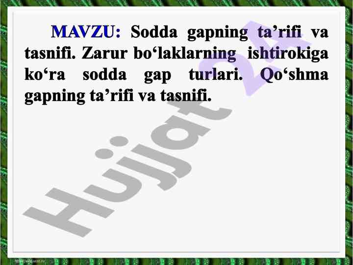 Boshbo‘laklar va so‘z gaplar tahlili