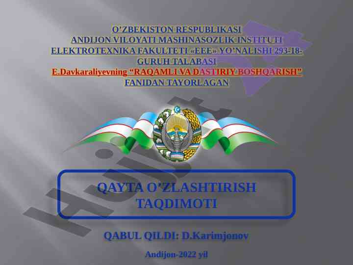 Raqamli va dasturiy boshqarish taqdimoti