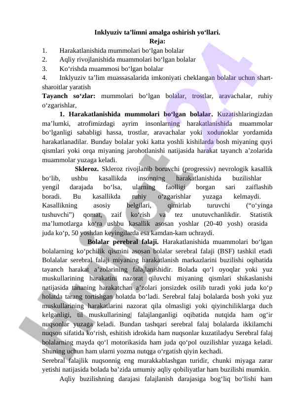 Inklyuziv ta’limni amalda olish yollari