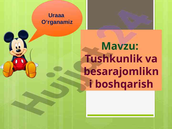 Ruhiy salomatlik va tushkunlikni boshqarish