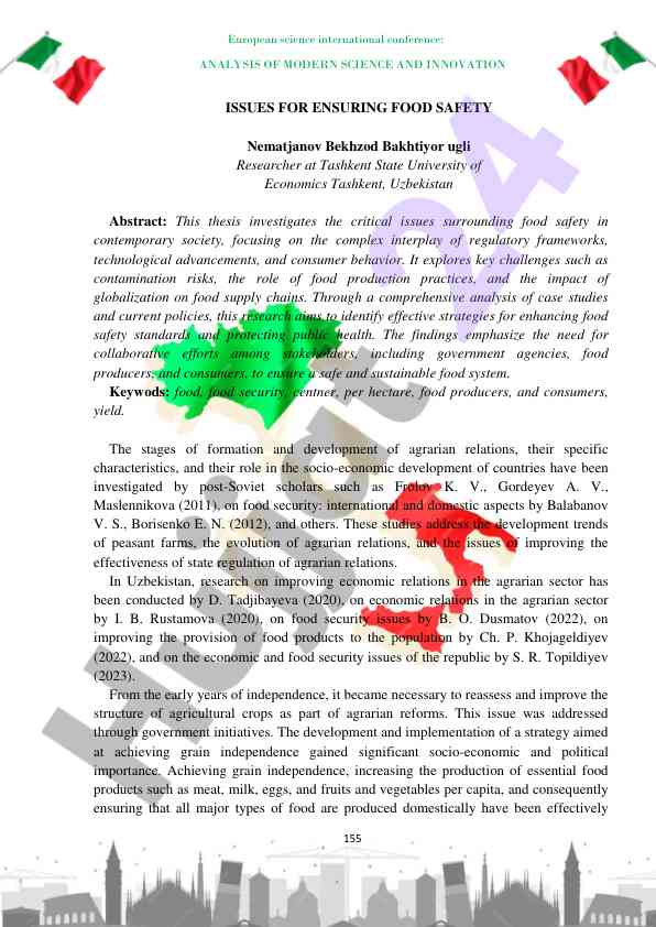 Analysis of food safety challenges and innovations