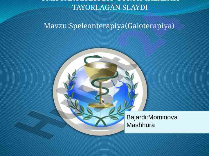 Speleonterapiya davolash usuli haqida ma'lumotlar