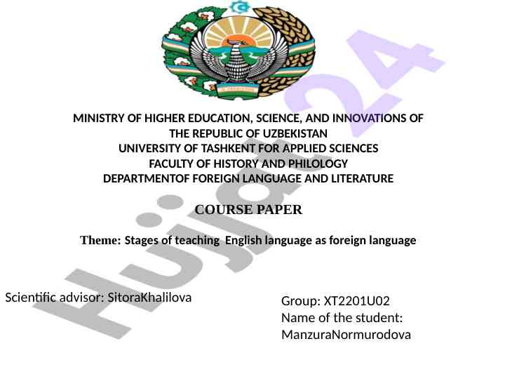 Stages of teaching english language as foreign language