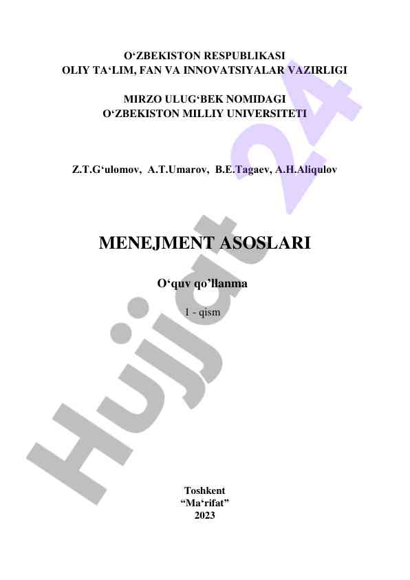 Menejment asoslari o‘quv qo‘llanma 1 - qism