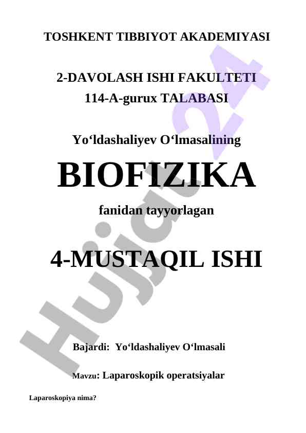 Laparoskopik operatsiyalar tahlili