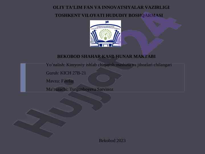Filtrlar ma'ruzasi va ularning qoidalari