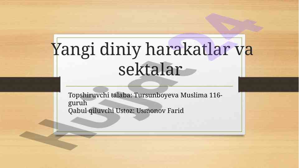 Yangi diniy harakatlar va sektalar tahlili