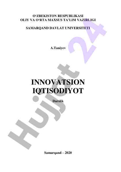Innovatsion iqtisodiyot darsligi ta’lim va rivojlanish
