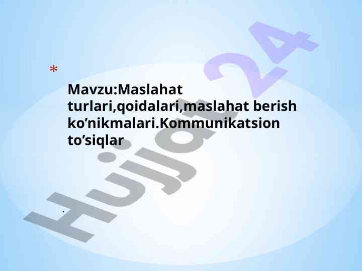Maslahat turlari va qoidalari tahlili