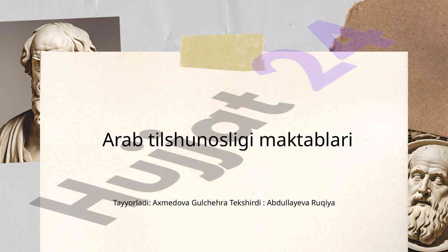 Arab tilshunosligi maktablari tarixiy rivojlanishi