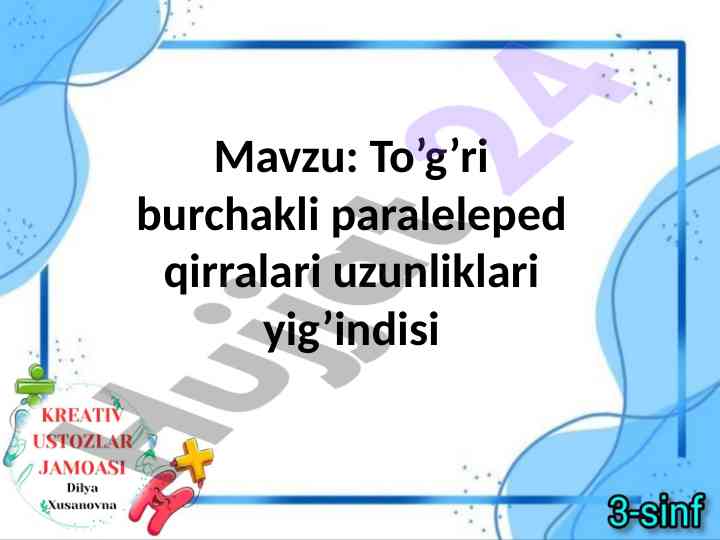 To’g’ri burchakli paraleleped qirralari hisobi