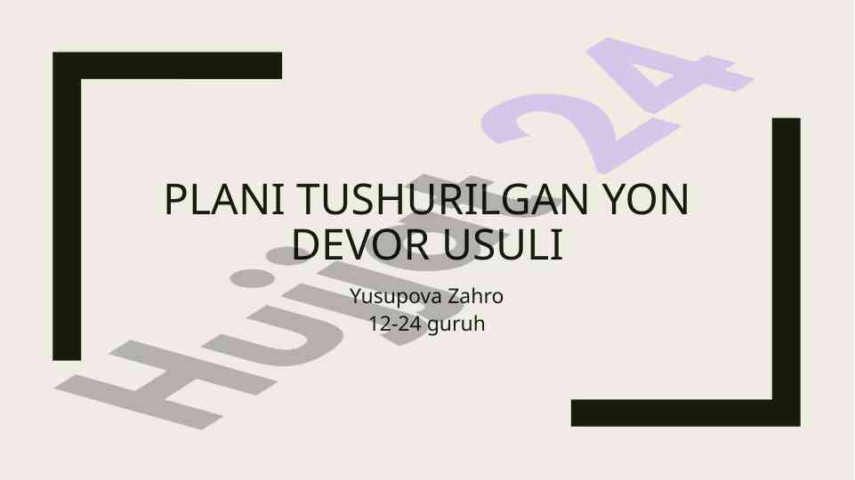 Plani tushurilgan yon devor usuli tasviri
