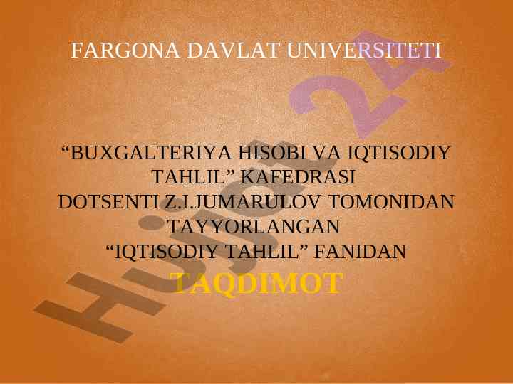 Iqtisodiy tahlil: asosiy tamoyillar va vazifalari