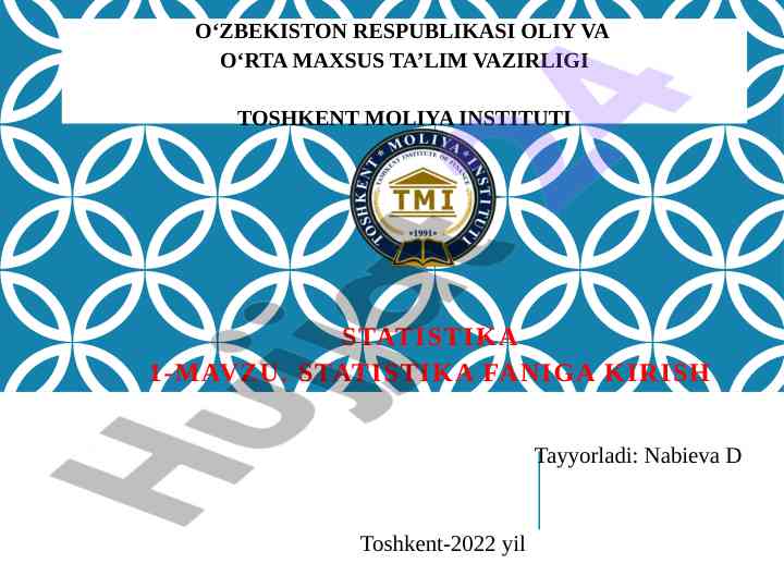 Statistika faniga kirish va rivojlanish bosqichlari