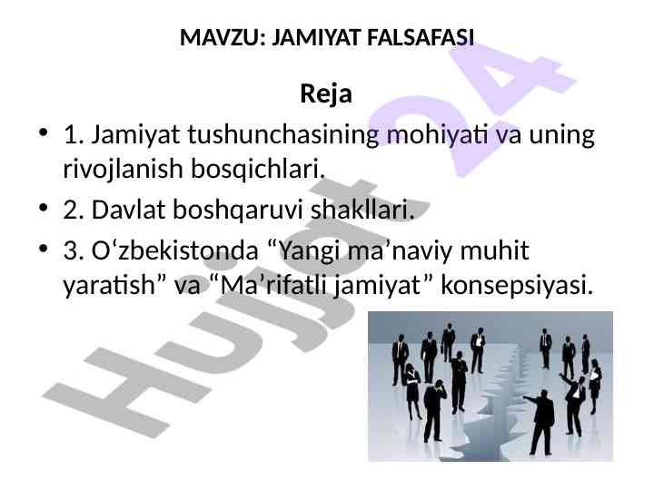 Jamiyat falsafasi va uning rivojlanish bosqichlari