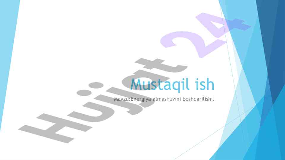 Energiya almashuvini boshqarilishi