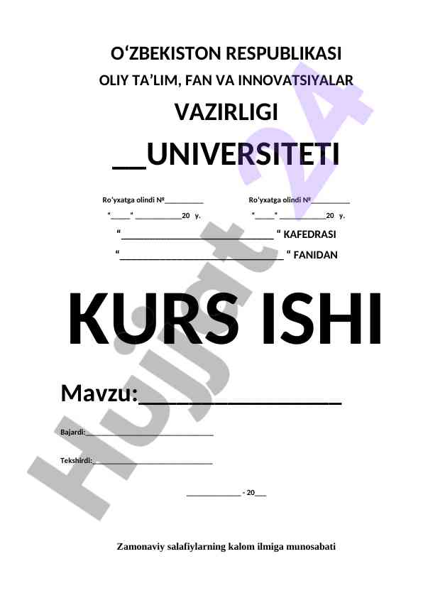 Zamonaviy Salafiylarning Kalom Ilmiga Munosabati
