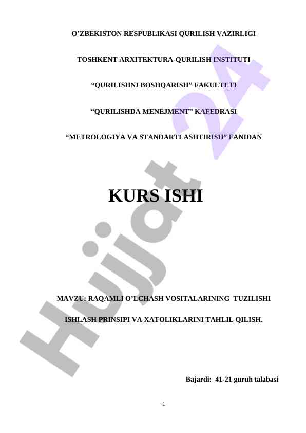 Raqamli o’lchash vositalarining tuzilishi