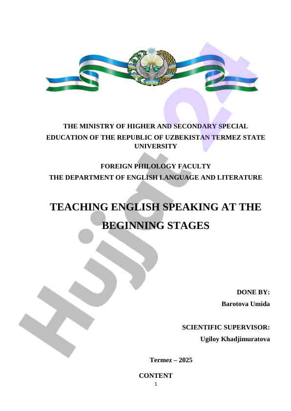 Teaching english speaking at the beginning stages