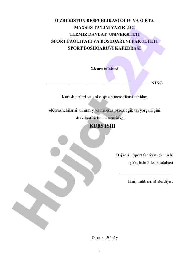 Kurashchilarni psixologik tayyorlash metodikasi