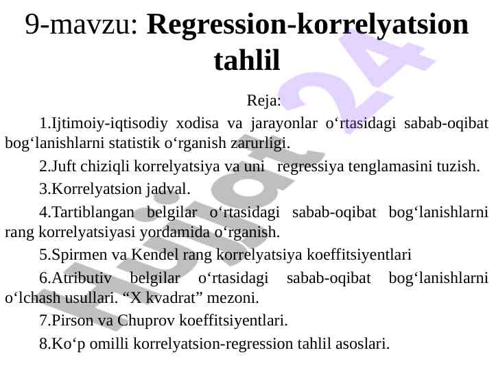 Regression-korrelyatsion tahlil asoslari