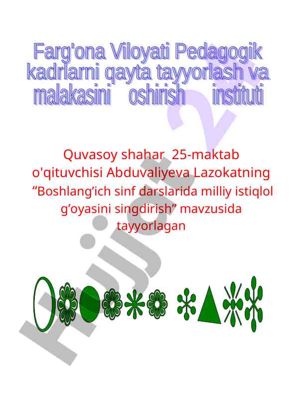 Boshlang'ich sinf darslarida milliy istiqlol g'oyasi