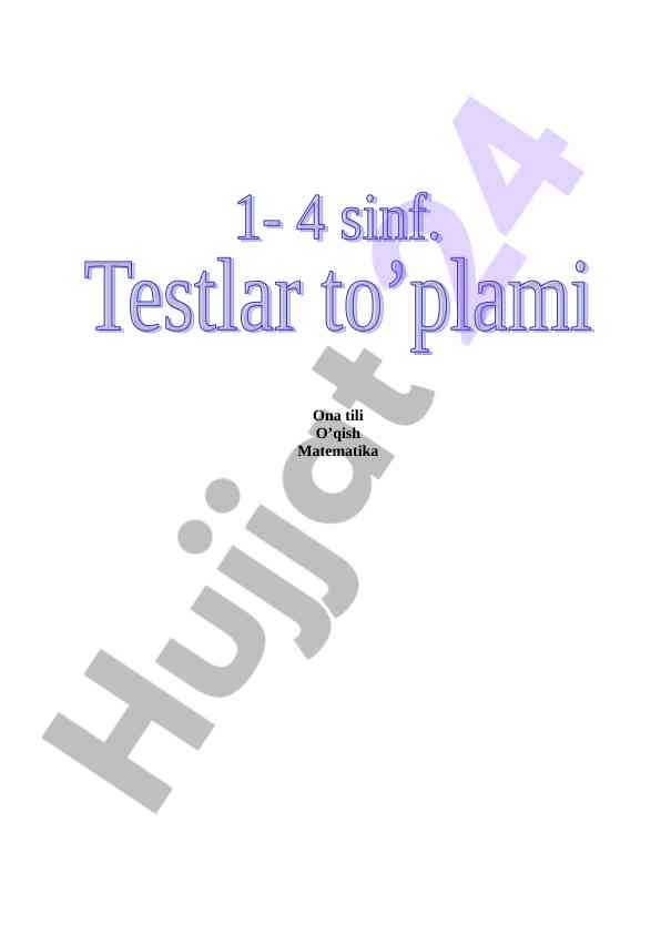 Ona tili matematika 1-sinf test savollari
