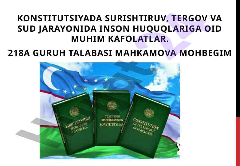 Konstitutsiyada inson huquqlari kafolatlari 2023