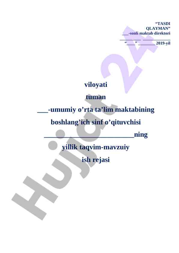 Yillik taqvim-mavzuiy ish rejasi